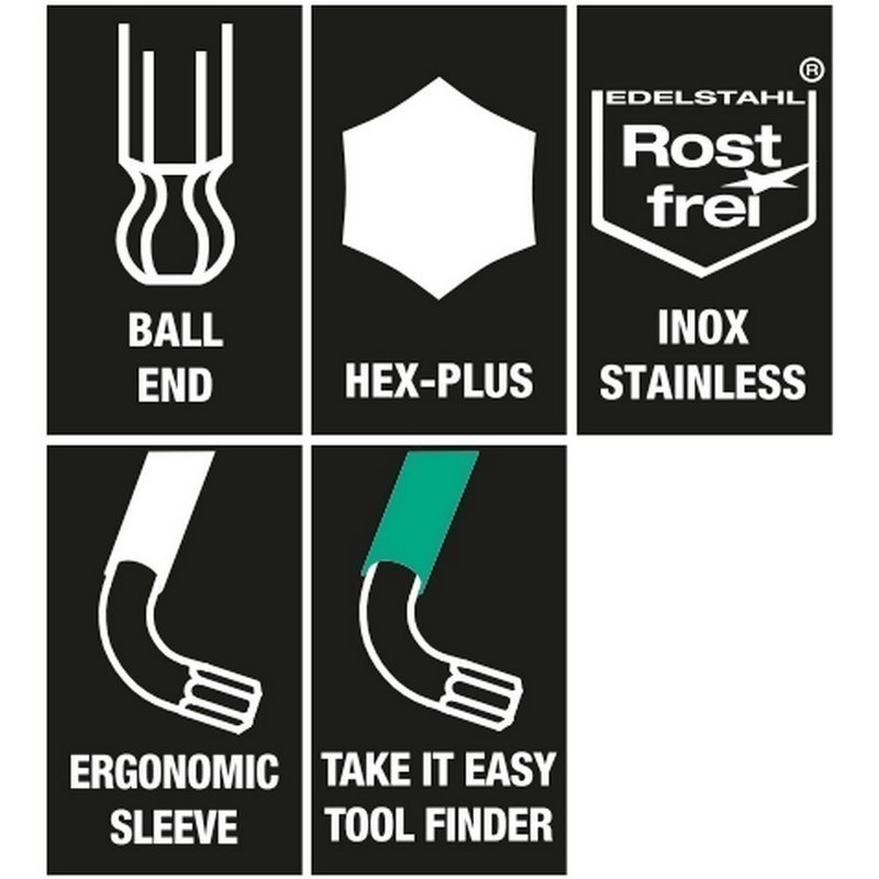 Wera 950/9 SPKL HexPlus Topbaş Renkli Alyan Seti Imperyal 05022640001