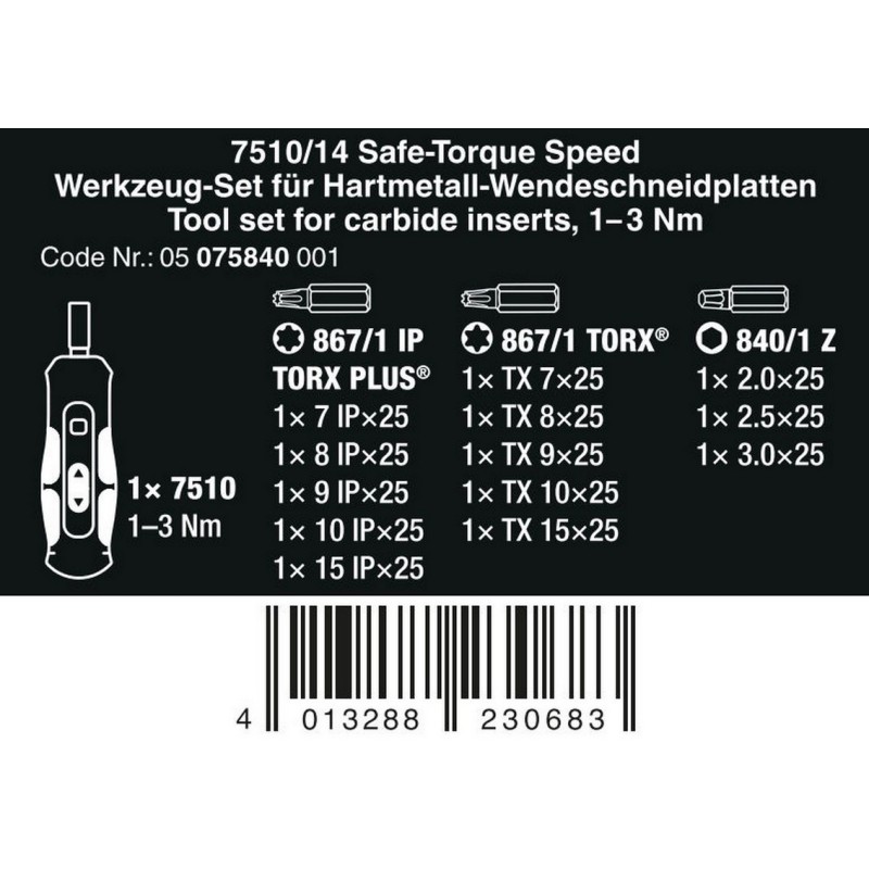 Wera 7510/14 Safe-Torque Speed 1-3Nm Tool Set 05075840001