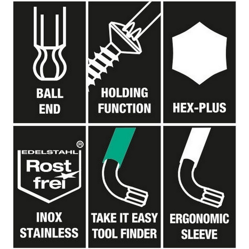 Wera 3950 SPKL HF Topbaş Renkli Allen Anahtar Hexplus 4mm 05022694001