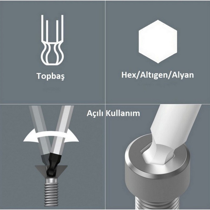 Wera 3950 SPKL HF Topbaş Renkli Allen Anahtar Hexplus 8mm 05022697001