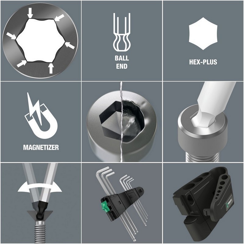 Wera 950/7 PKL Krom Alyan Seti 1 Topbaş HexPlus Manyetik 05022101001