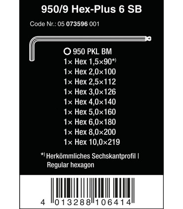 Wera 950/9 PKL BM 6 SB Alyan Seti Topbaş HexPlus 05073596001
