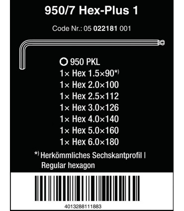 Wera 950/7 PKL Krom Alyan Seti 1 Topbaş Hexplus 05022181001
