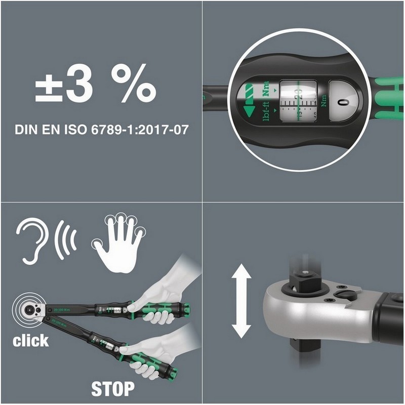 Wera Click-Torque C2 R/L 20-100Nm İtmeli 1/2" Kare Tork Anahtarı 05075625001