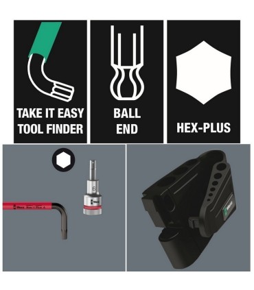 Wera 950/9 SPKS HexPlus Topbaş Renkli Alyan Kısa Set Emperyal 3 05022641001