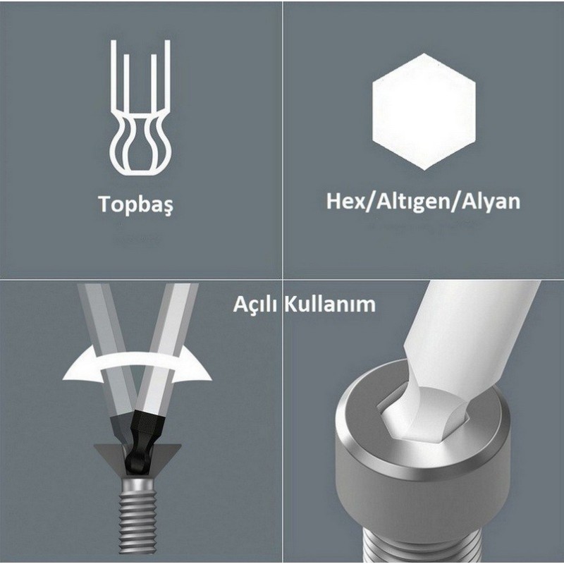 Wera 950 SPKS Renkli Kısa Allen Anahtar Topbaş HexPlus 5/16" 05022658001