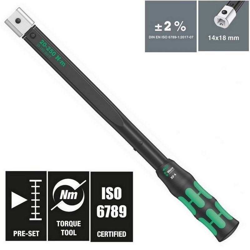 Wera Click-Torque XP4 20-250Nm Önayarlı 14x18mm Tork Anahtarı 20Nm 05075673010