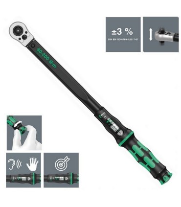 Wera Click-Torque C3 R/L 40-200Nm 1/2" İtmeli Cırcırlı Tork Anahtarı 05075626001