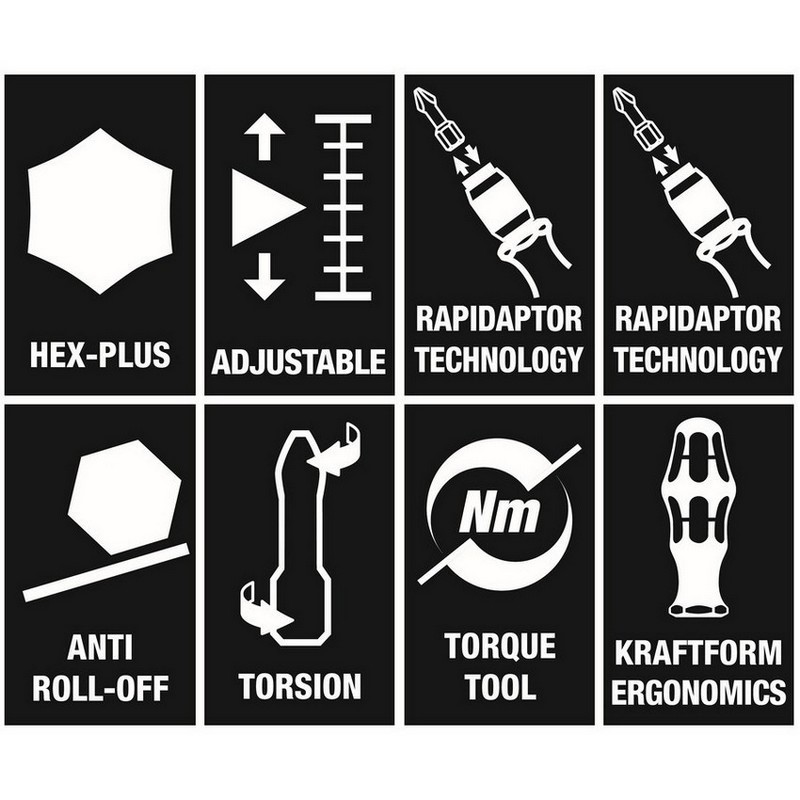 Wera 7445 7446 7447 in.lbs. Torklu Tornavida Set 05350451001