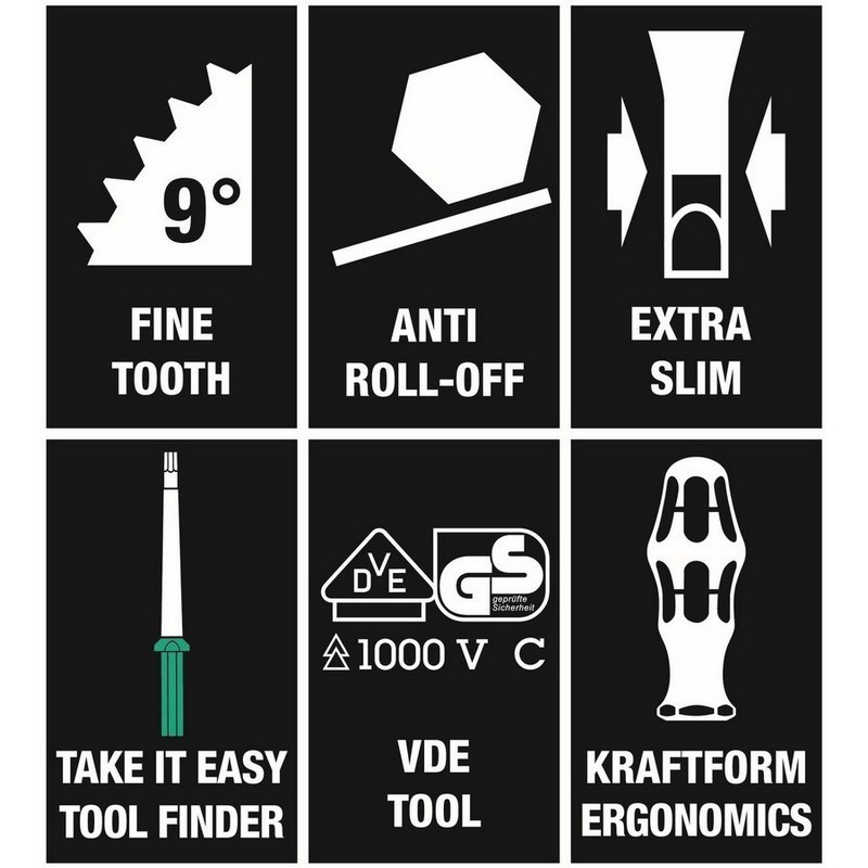 Wera Kraftform Kompakt VDE 17 RA 1 Geçmeli Uçlu Tornavida Set 05006618001