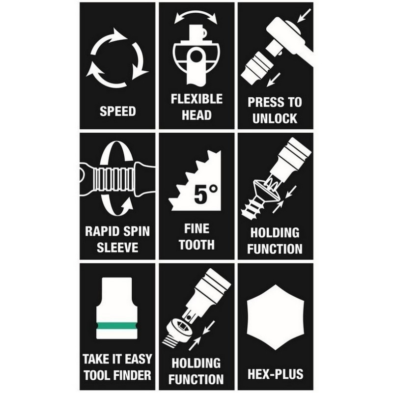 Wera 9722 Özel kesim Sünger 8000C Zyklop 1/2" Cırcır Lokma Set 1 31P 05150112001