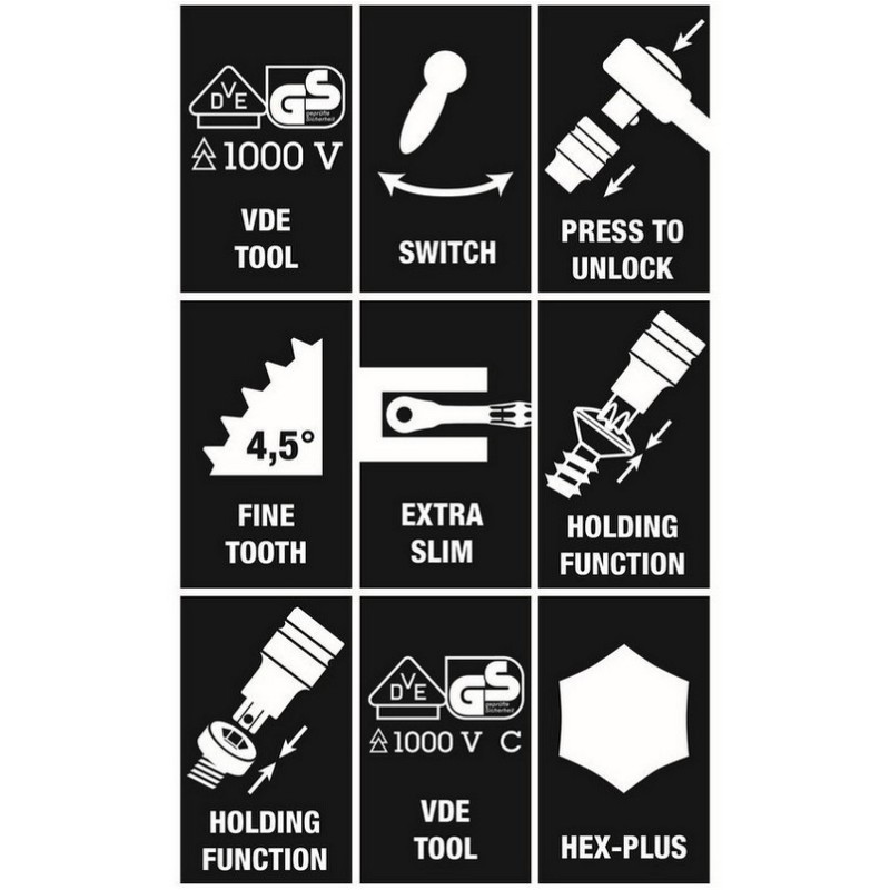 Wera 9726 Özel kesim Sünger 8000B Zyklop 3/8" VDE Cırcır Lokma Set 1 28P 05150116001