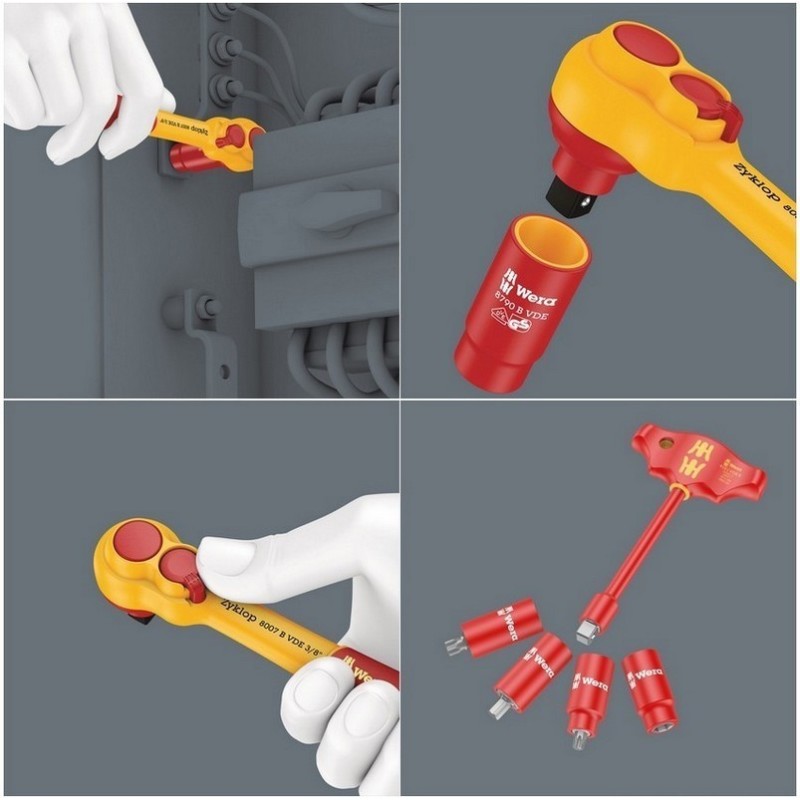 Wera 9726 Özel kesim Sünger 8000B Zyklop 3/8" VDE Cırcır Lokma Set 1 28P 05150116001