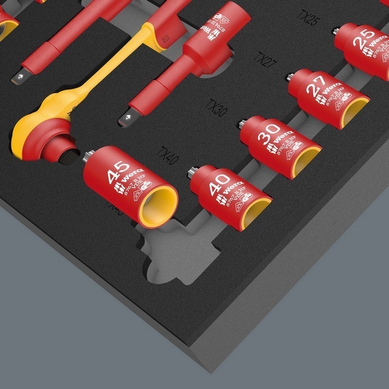 Wera 9726 Özel kesim Sünger 8000B Zyklop 3/8" VDE Cırcır Lokma Set 1 28P 05150116001