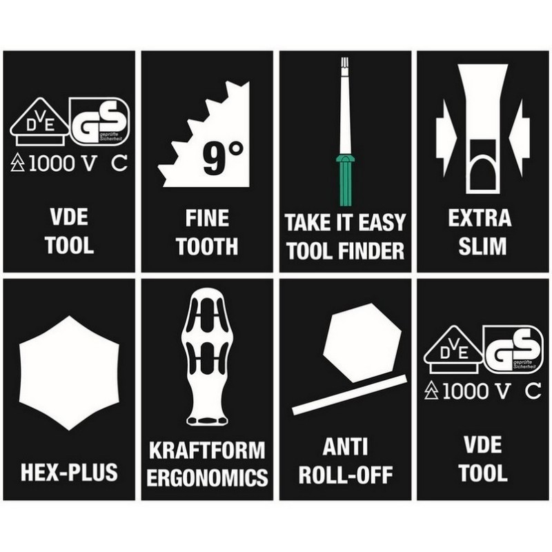 Wera 9751 Özel Kesim Sünger KK Değişken Uçlu VDE İzole Tornavida Set 1 28P 05150151001