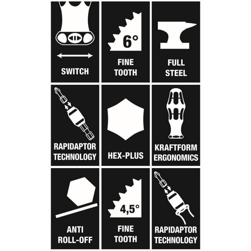 Wera 9752 Özel Kesim Sünger KK Bits Tutuculu Cırcırlı Tornavida Bits Set 1 28P 05150152001