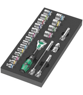 Wera 9721 Özel kesim Sünger 8000B Zyklop 3/8" Cırcır Lokma Set 1 23P 05150111001
