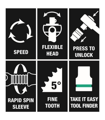 Wera 9721 Özel kesim Sünger 8000B Zyklop 3/8" Cırcır Lokma Set 1 23P 05150111001