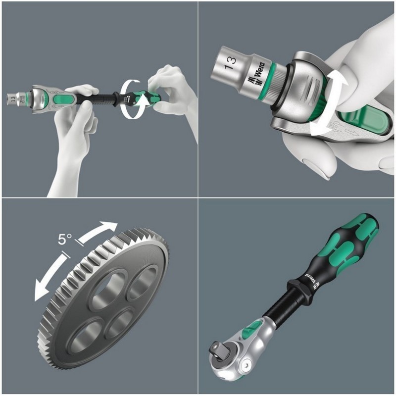 Wera 9721 Özel kesim Sünger 8000B Zyklop 3/8" Cırcır Lokma Set 1 23P 05150111001