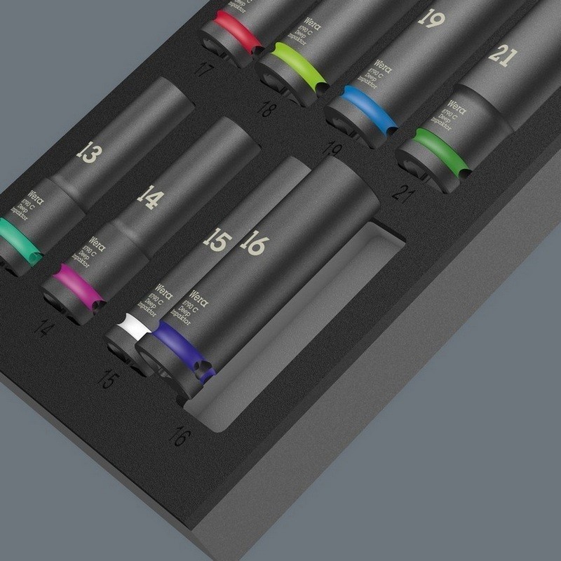 Wera 9725 Özel kesim Sünger Zyklop C 1/2" Impaktor Derin Lokma Set 1 11P 05150115001