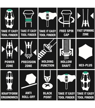 Wera 9713 Özel kesim Sünger Hex Tornavida Set 1 12P 05150104001