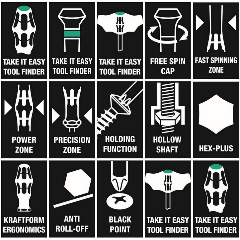 Wera 9713 Özel kesim Sünger Hex Tornavida Set 1 12P 05150104001