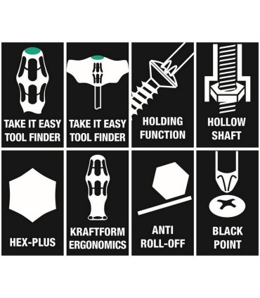 Wera 9713 Özel kesim Sünger Hex Tornavida Set 1 12P 05150104001