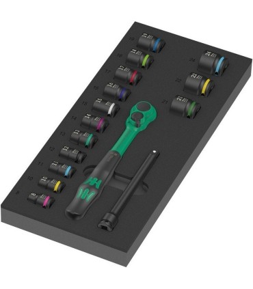 Wera 9724 Özel Kesim Sünger 8010B Zyklop Comfort 3/8" Cırcır Lokma Set 1 16P 05150114001