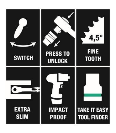 Wera 9724 Özel Kesim Sünger 8010B Zyklop Comfort 3/8" Cırcır Lokma Set 1 16P 05150114001