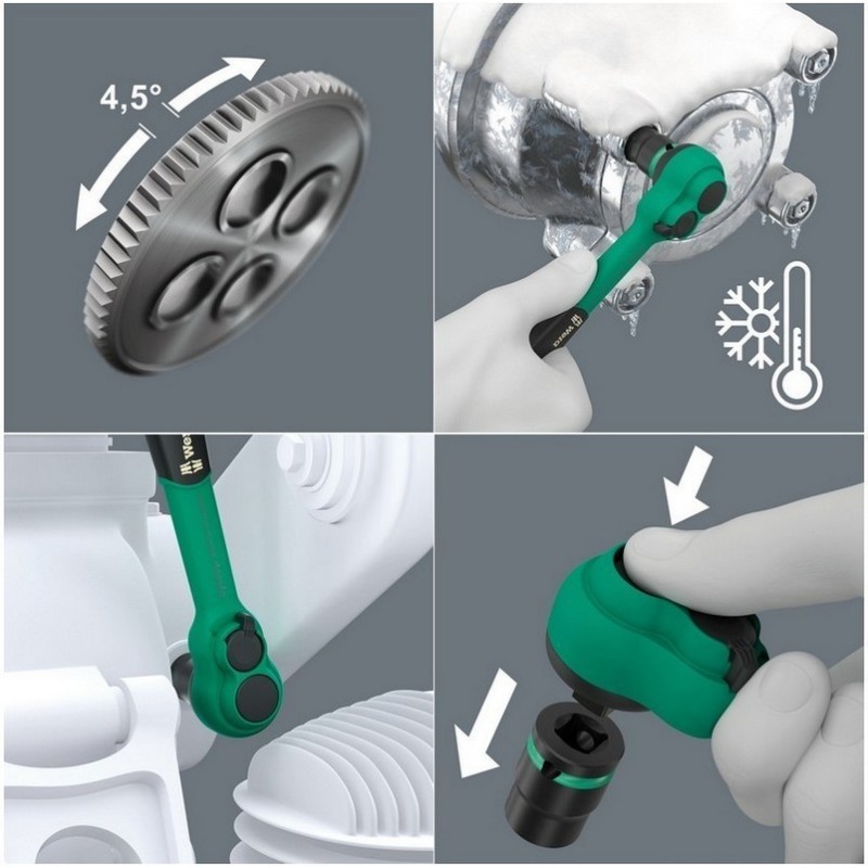 Wera 9724 Özel Kesim Sünger 8010B Zyklop Comfort 3/8" Cırcır Lokma Set 1 16P 05150114001