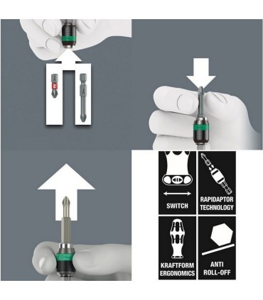 Wera 838 RA-R M Bits Tutuculu Cırcırlı Tornavida ¼" 05051493001
