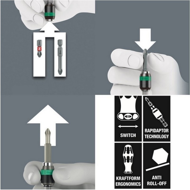 Wera 838 RA-R M Bits Tutuculu Cırcırlı Tornavida ¼" 05051493001