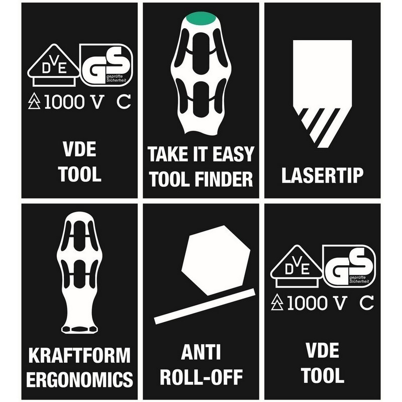 Wera 160i/6 VDE İzole Tornavida Set Raflı 6P 05006145001