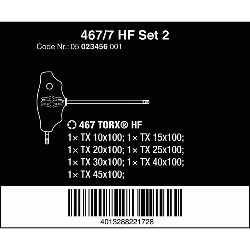 Wera 467/7 HF 2 Torx T Tornavida Set 7P 05023456001