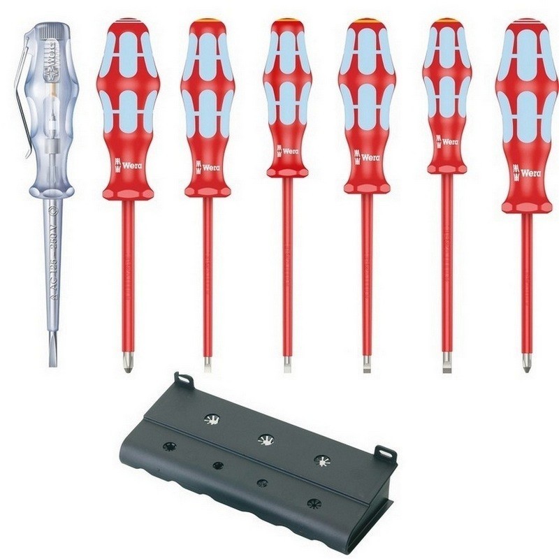Wera 3160 i/7 VDE İzole Yıldız Düz Tornavida Raflı Set 7P 05022728001