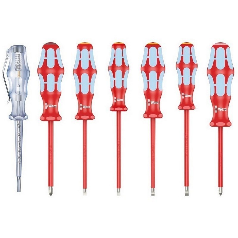 Wera 3160 i/7 VDE İzole Yıldız Düz Tornavida Raflı Set 7P 05022728001