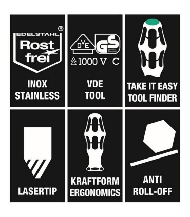 Wera 3165 i/6 VDE İzole Pozidriv Düz Tornavida Set Raflı 6P 05022745001