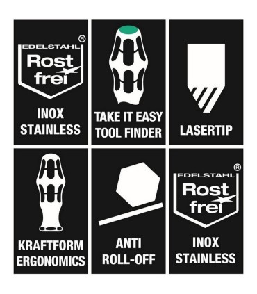Wera 3334/6 Yıldız Düz Lasertip Tornavida Set 6P 05032060001