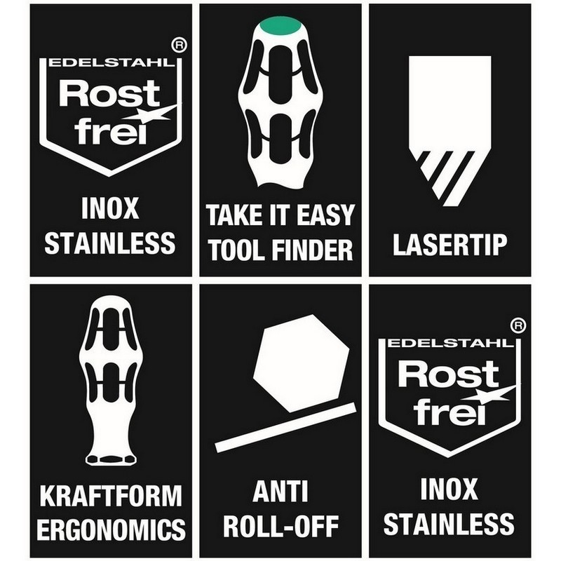 Wera 3334/6 Yıldız Düz Lasertip Tornavida Set 6P 05032060001