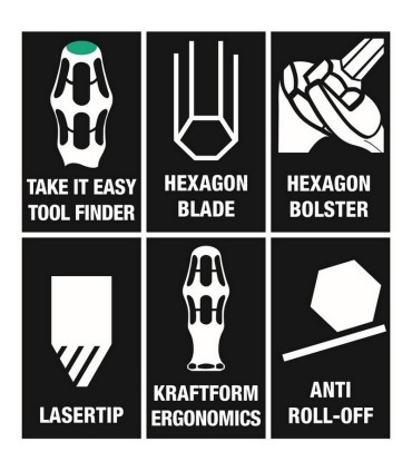 Wera 334 SK/6 Anahtar Destekli Yıldız Düz Tornavida Set 6P 05007680001