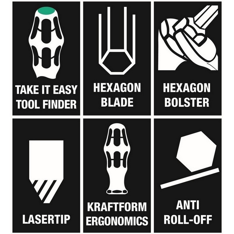 Wera 334 SK/6 Anahtar Destekli Yıldız Düz Tornavida Set 6P 05007680001