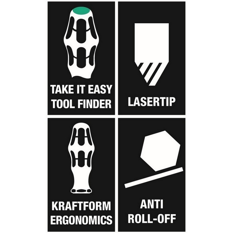 Wera 335/350/355/6 Düz Yıldız Pozidriv Tornavida Set 6P 05105622001