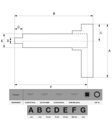 Bahco TAS14H007 0.04-0.7Nm Dijital Tork Ayarlı Tornavida 1/4" Altıgen Sürücü