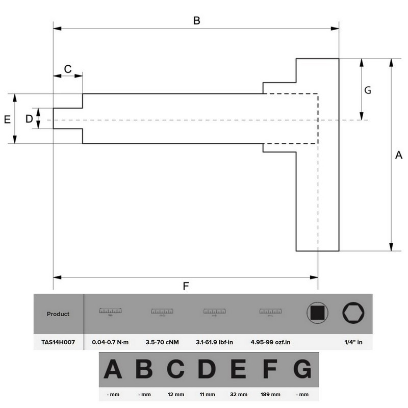 Bahco TAS14H007 0.04-0.7Nm Dijital Tork Ayarlı Tornavida 1/4" Altıgen Sürücü