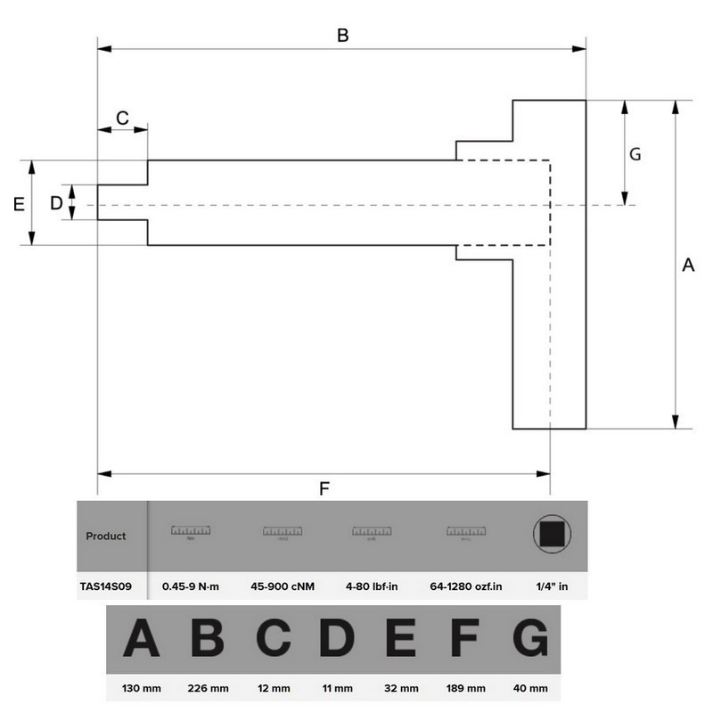 Bahco TAS14S09 0.45-9Nm Dijital Tork Ayarlı Tornavida 1/4" Kare Sürücü