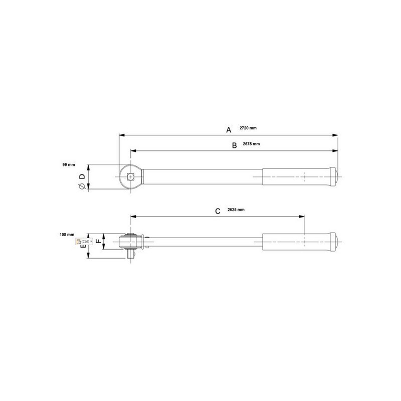 Bahco 7455-2500 500-2500Nm Ayarlanabilir Tork Anahtarı 1" Sabit Kare Sürücülü