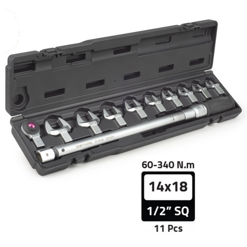 Netratek CTK-340 60-340Nm 1/2" 13-30mm Açıkağız Torkmetre Seti 11P