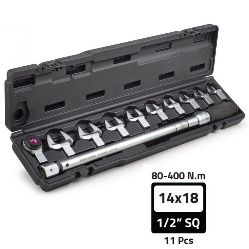 Netratek CTK-400 80-400Nm 1/2" 13-30mm Açıkağız Torkmetre Seti 11P