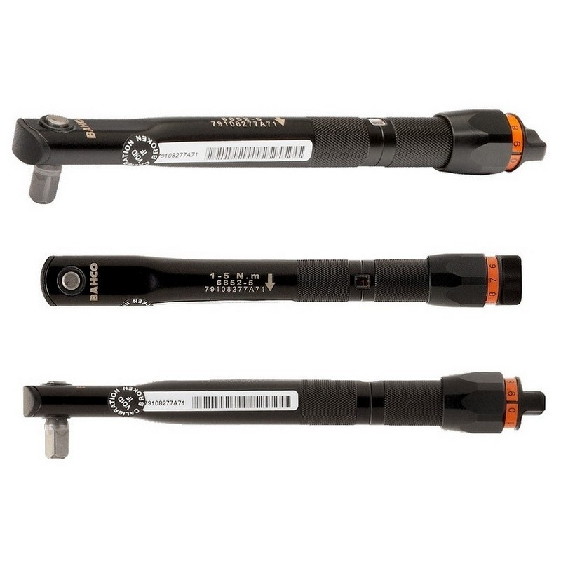 Bahco 6852-5/S17 1-5Nm Ayarlanabilir Tork Anahtarı Set 1/4" Bits Tutuculu 17P