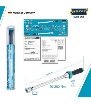 Hazet 5292-3CT 40-200Nm 14x18mm Değişken Uçlu Torkmetre ±%3